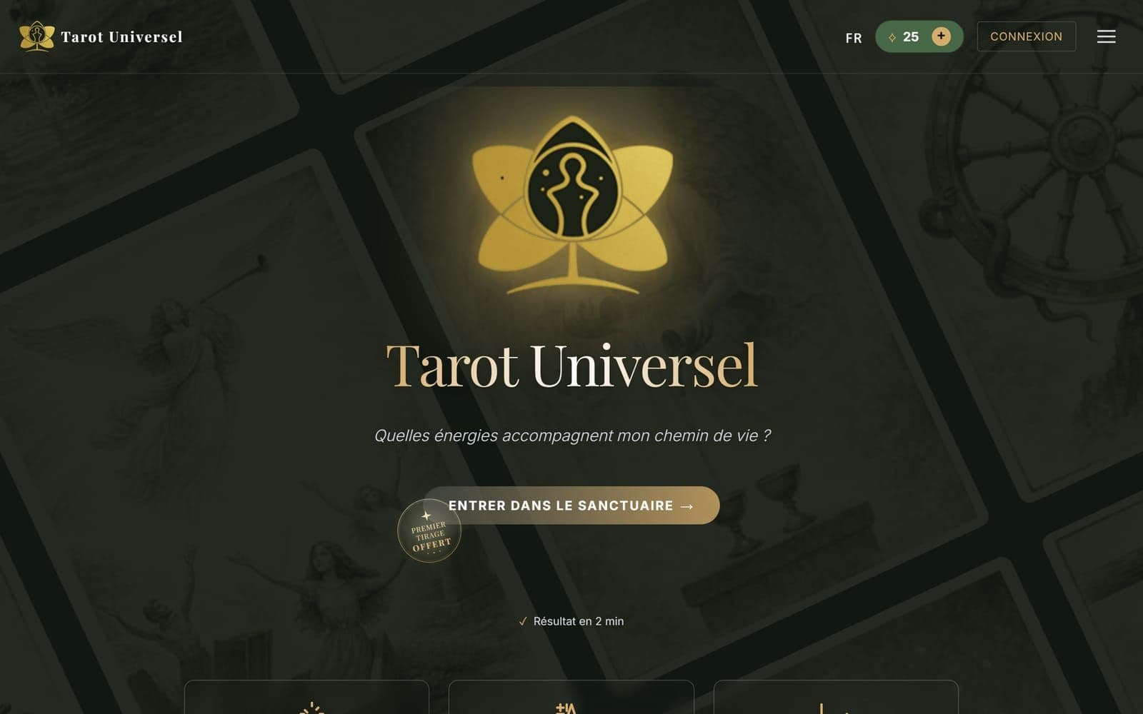 Tarot Universel — Tirage de Tarot de Marseille assisté par IA — aperçu du site